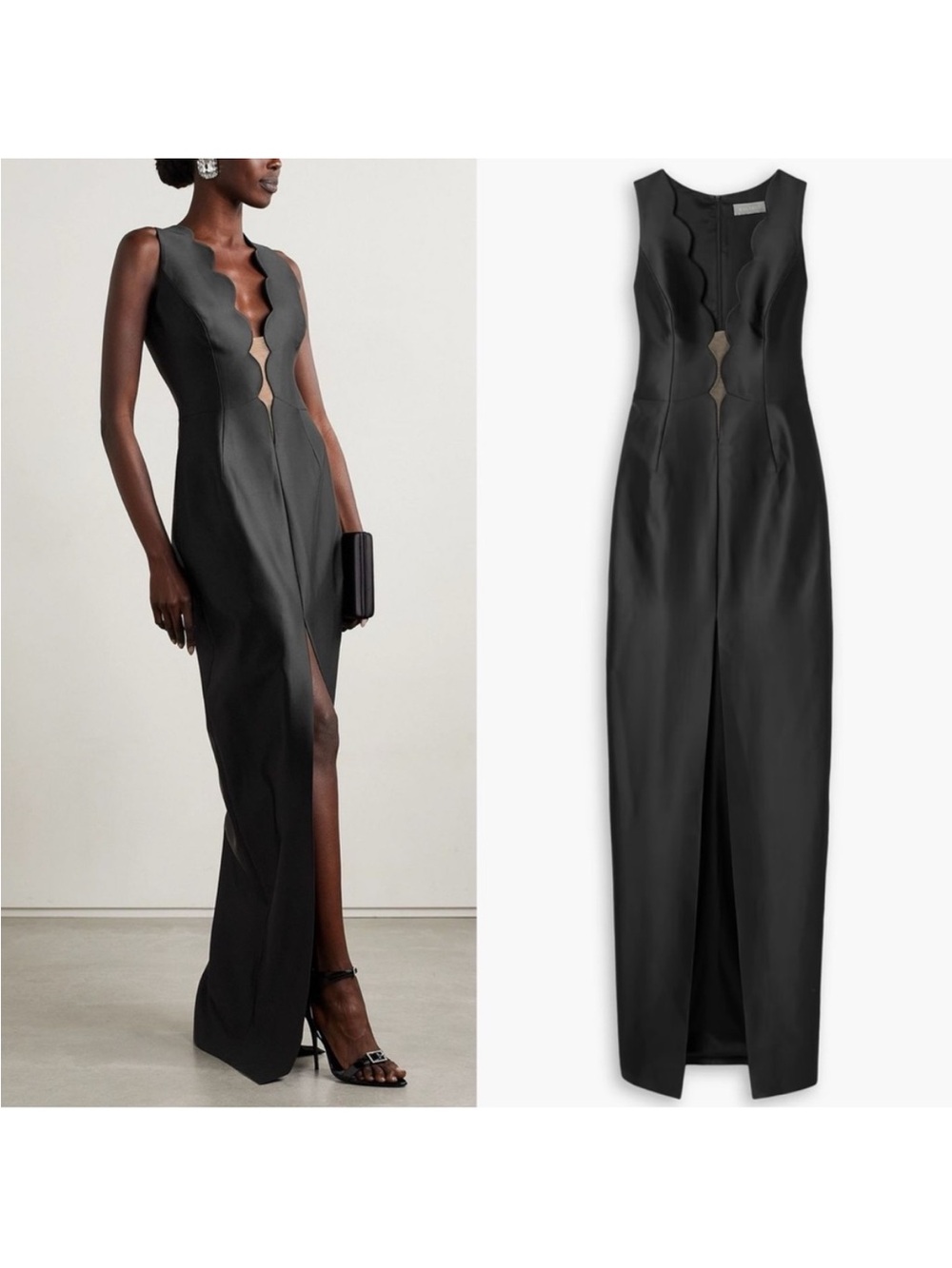 Rasario Cutout Maxi Satin Dress in Black